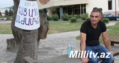 Separatçı rejim polisi Xankəndidə aclıq edən ermənini döydü... - FOTO