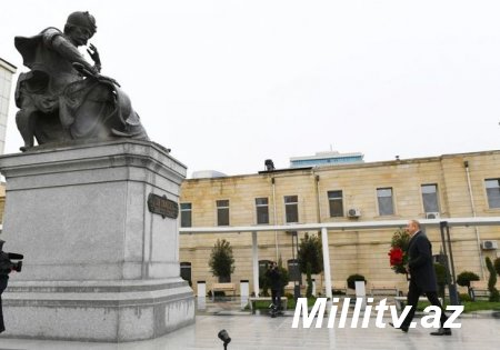 İlham Əliyev Şah İsmayıl Xətainin heykəlinin köçürüldüyü yeni salınmış parkda - FOTO