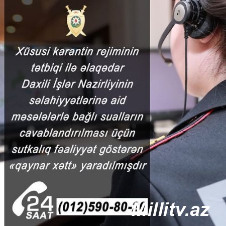 DİN-in karantin rejimi ilə bağlı "qaynar xətt"i yaradılıb