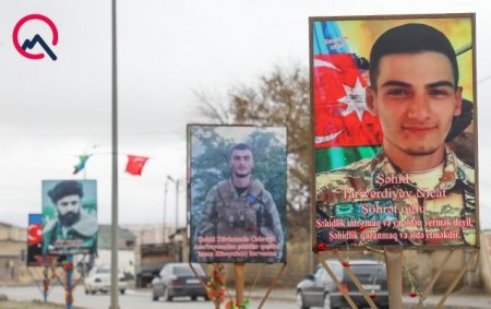 Bakıda bu yola şəhidlərin şəkli vuruldu - Video+Fotolar