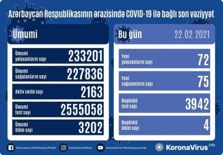 Azərbaycanda son sutkada koronavirusa yoluxanların sayı məlum oldu - FOTO